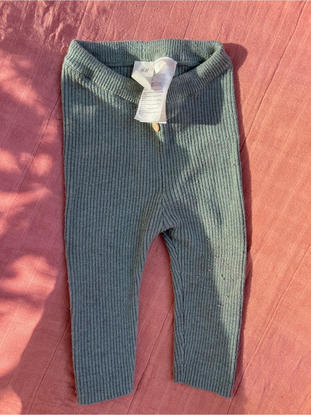 H&M Kids Ribbed Leggings in Sage Green